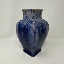Vintage Wescontree Ware Pottery Vase Blue Drip Glaze Square Art Deco 30s 40s