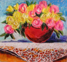 ORIGINAL Flowers  Pastel Painting JMW art John Williams Impressionism still life