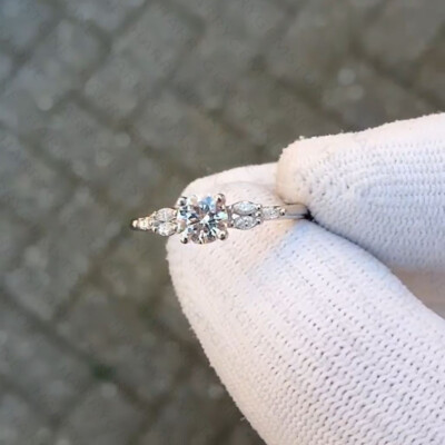 1.50CTW Round Certified VVS1 Moissanite Engagement Ring 14k White Gold Plated
