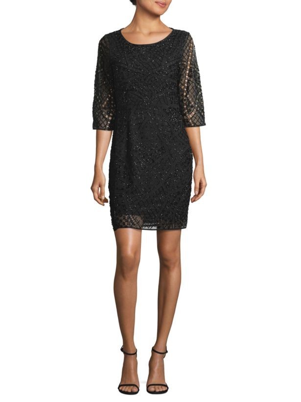 NWT Lotus Threads Beaded Sheath Dress, Black, Size 6, $825