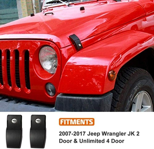 Black Aluminum Hood Lock Latch Catch Kit For Jeep Wrangler JK JKU 2007-2018 - Picture 8 of 10
