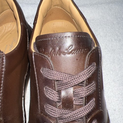 Polo Ralph Lauren Púrpura Etiqueta Jaemyn Marrón Cuero Parte Superior Baja Tenis Mujer Talla 7.5 - Imagen 4 de 16