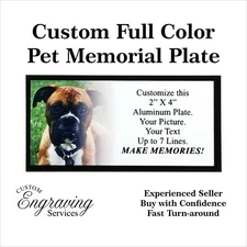 FULL COLOR PET MEMORIAL CUSTOM 2"x4" ALUMINUM Tag Plaque Dog Cat