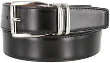 Reversible Belt Clamp-on Buckle Genuine Leather Dress Belt 1-1/8" wide Black/Tan
