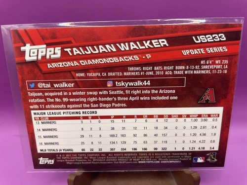 2017 Topps Update Series Taijuan Walker Arizona Diamondbacks Card US233 - Picture 2 of 7