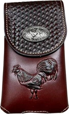 7" ROOSTER WESTERN LEATHER POUCH BELT LOOP HOLSTER CELL PHONE CASE UNIVERSAL