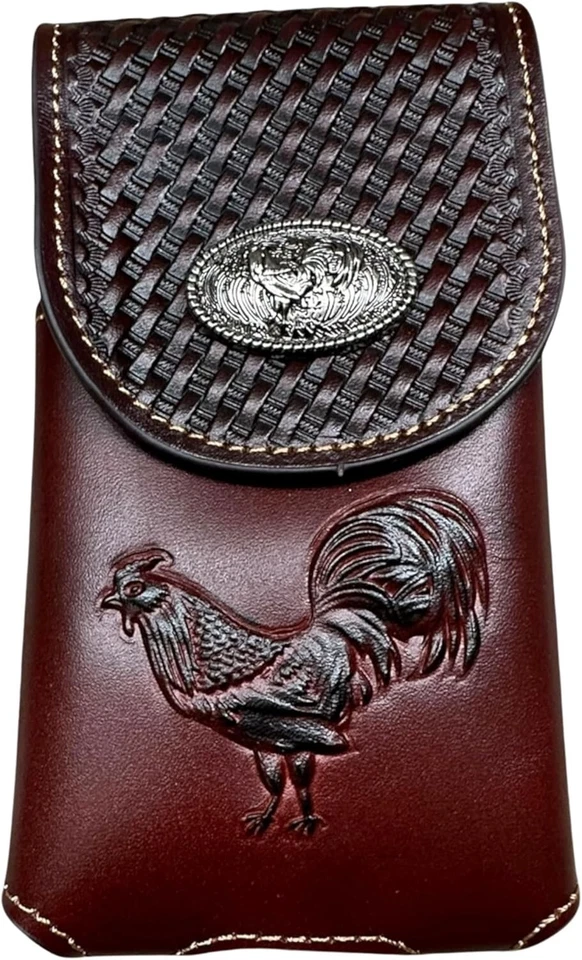 7" ROOSTER WESTERN LEATHER POUCH BELT LOOP HOLSTER PHONE CASE UNIVERSAL #EH13088 - Image 3 of 4