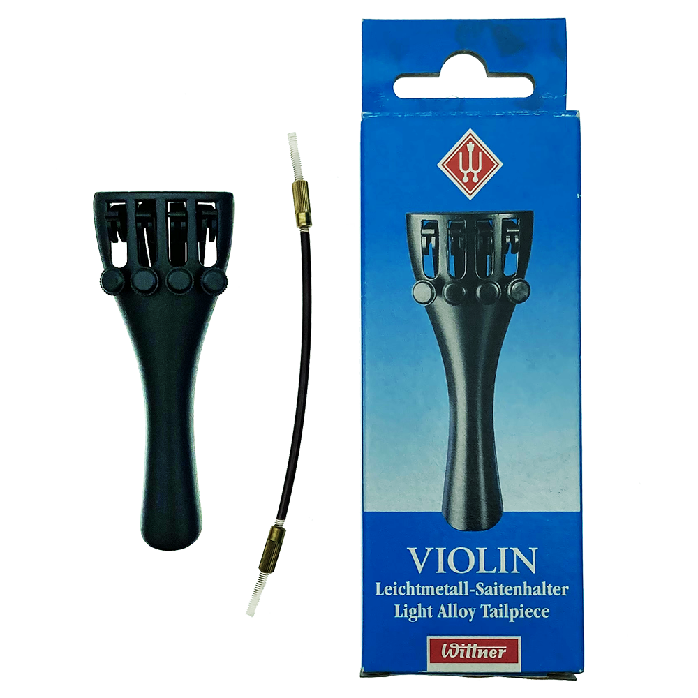 Wittner Violin Light Alloy Tailpiece 1/16 Size Fine Tuners and Nylon Tail Loop
