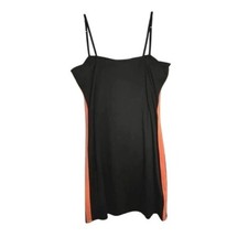 H&M Divided Bodycon Dress Mini Black Orange White Trim Sleeveless L