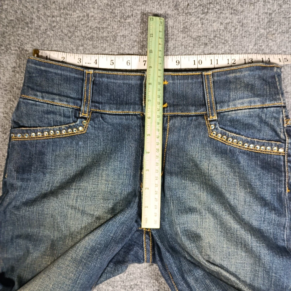 Pantalones de mezclilla Blu JeaniouS para mujer talla 26 corte bota estrás cristal entrepierna larga EE. UU. Foto 4 de 4