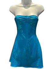 TURQUOISE TWINKLE FOIL CLUB DRESS - MEDIUM (6-8)