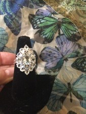 LARGE Sterling Silver BLUE TOPAZ RING - Size 8