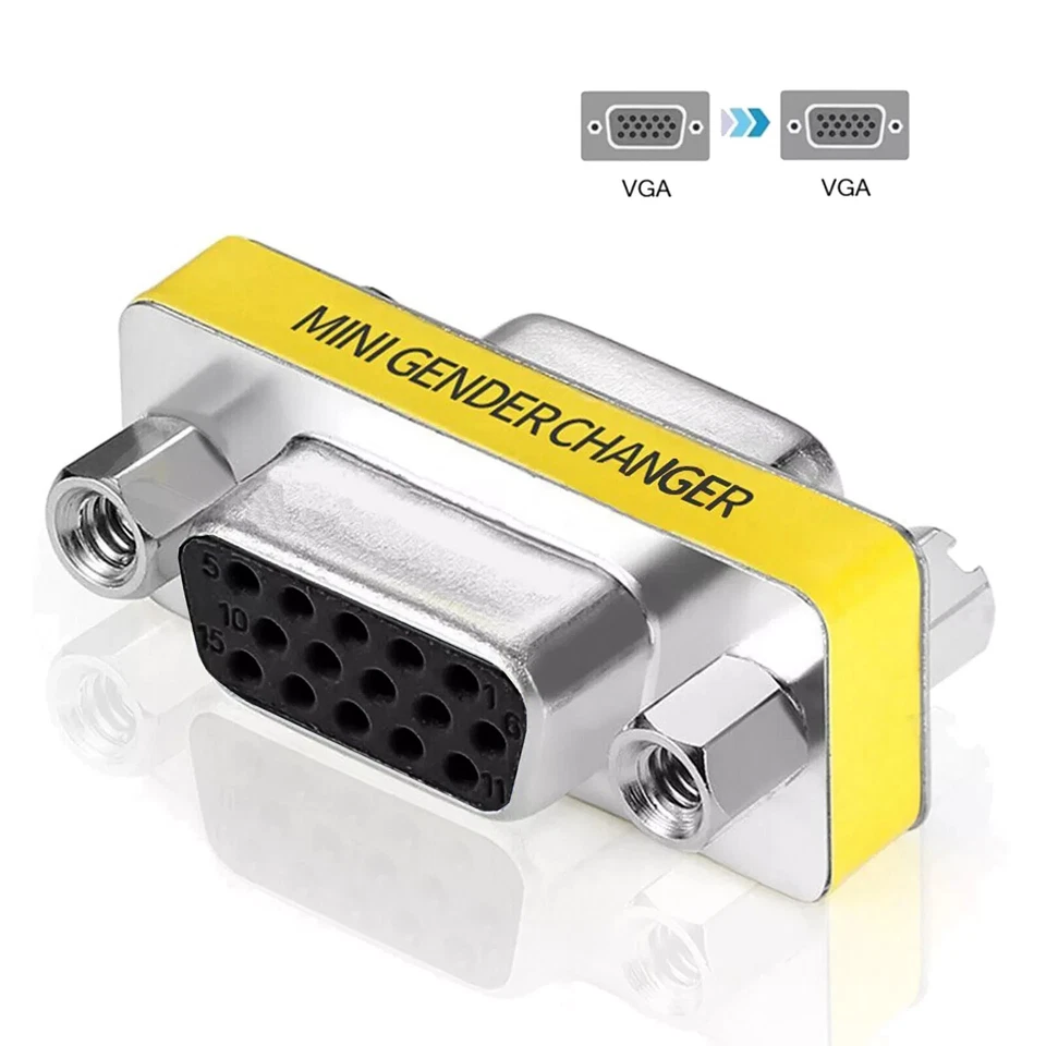 VGA SVGA Female Male 15 Pin Connector Gender Converter Adapter Coupler Extender - Image 2 of 4