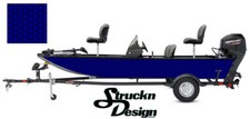 Bright Blue Faux 3D Hexagon Pattern Fish Bass Boat Decal Wrap USA Vinyl