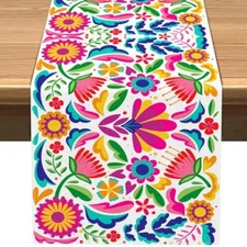  Mexican Floral Table Runner Cinco De Mayo Mexico Let's 13" x 72" Pattern-B
