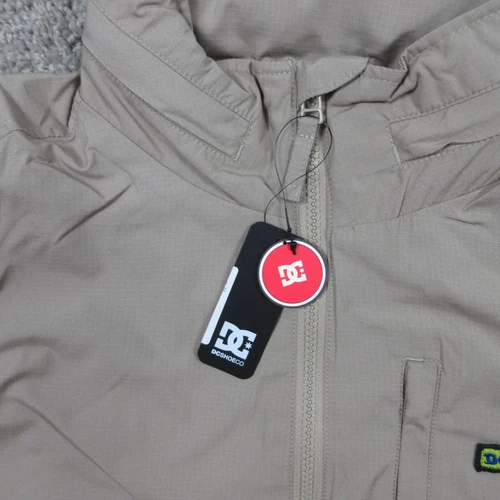 DC Shoe Co Jacket Mens Medium Beige Ripstop Vented Packable Hood Outdoor Vantage image 3