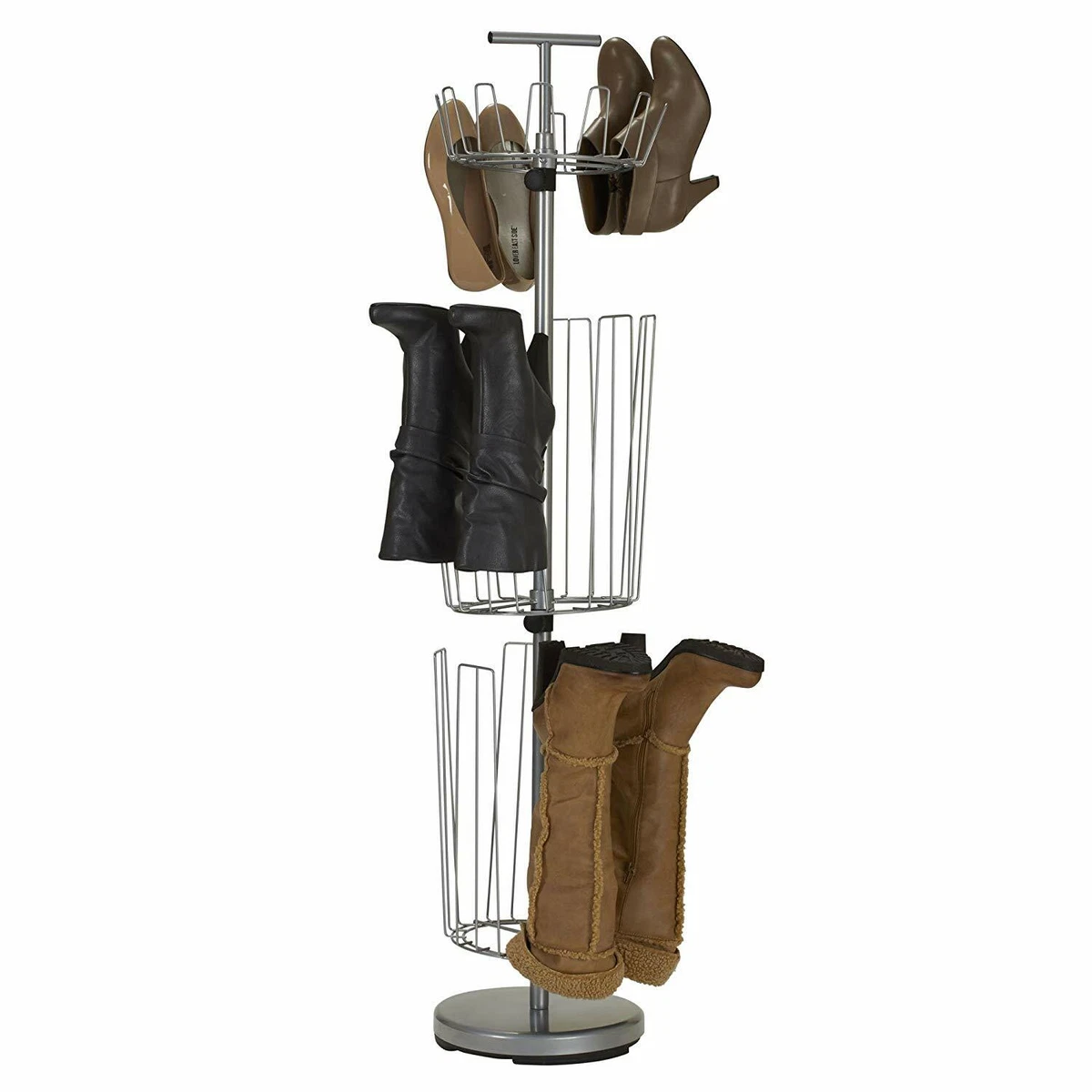 White Metal Free Standing Boot Shoe Rack Organizer, Tall Boot Shaper Storage Stand, Holds Up 6 Pairs of Tall Boots