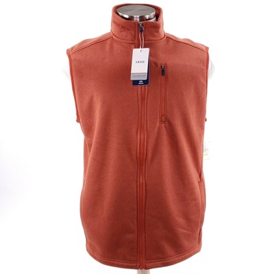 IZOD Performance Natural Stretch Mens M Orange Sleeveless Full Zip Fleece Vest 676108756233 | eBay
