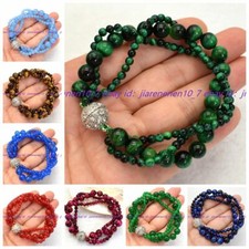 Distinctive 3 Row Natural Mixed Gemstone Bead Handmade Layered Magnetic Bracelet