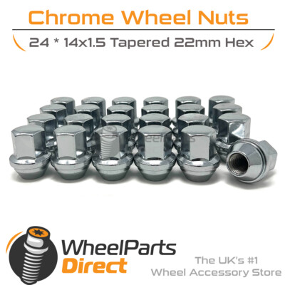Radmuttern (24) 14x1,5 chrom für Cadillac XT5 16-20 auf Originalfelgen