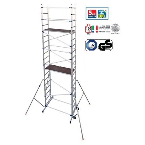 Trabattello in alluminio Pinna Clic Clac Facal ponteggio mobile con ruote H 646 - Immagine 2 di 3