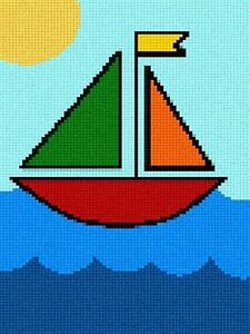 Sailboat Needlepoint Kit or Canvas (Ocean/Beginner/Kids ...