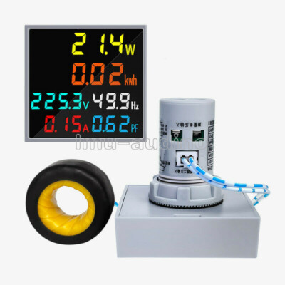 100A AC 50-300V DIN-Rail LCD Digital Volt Amp Power Kwh Frequency Factor Meter