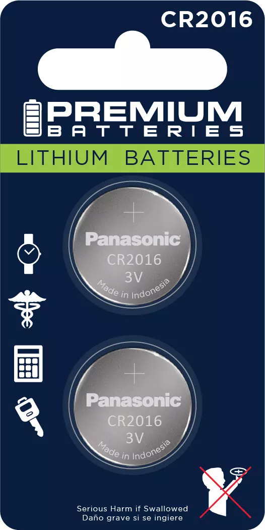 Premium Batteries Panasonic CR2016 3V Child Safe Lithium Coin Cell