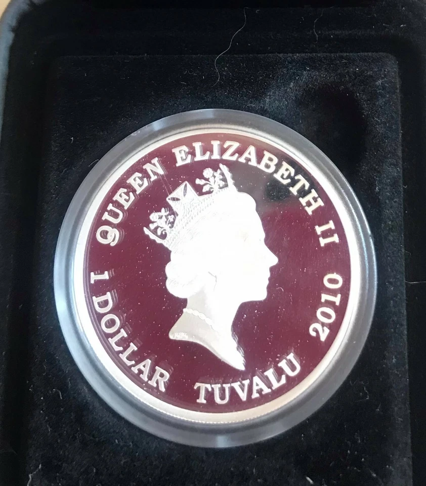 TUVALU 1 DOLLAR 2010 COIN ENAMEL ROMAN LEGIONARY SILVER PROOF IN OFFICIAL CASE - Image 3 of 3