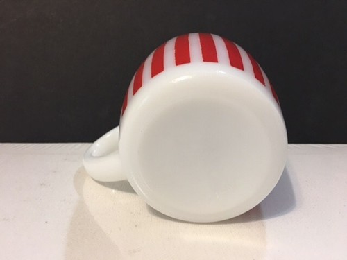 Hazel Atlas Red Candy Stripe 1950's Art Deco C-Handled Coffee Mug Soda Fountain - Picture 5 of 7