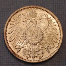 - 1915 D Germany One (1) Mark Silver Kaiser Wilhelm I Choice Uncirculated Unc