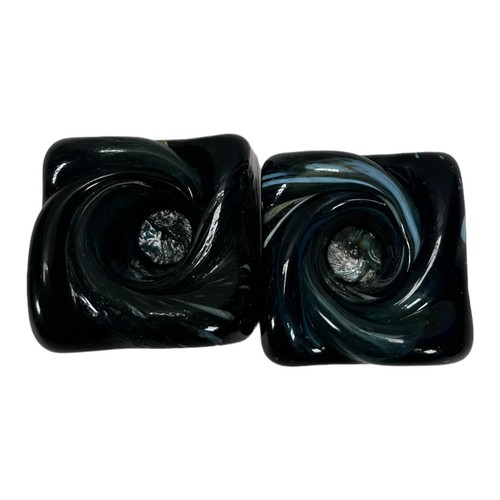 Vintage Ukrainian Glass Candle Holder - Dark Blue with Spiral Design - Picture 2 of 14
