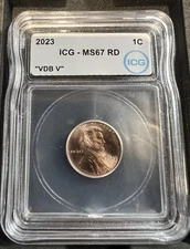 2023 Extra "V" Lincoln Cent Penny Graded ICG MS67RD VDB-V Variety Error