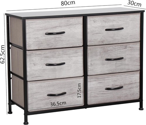 Chest of 6 Drawers, Wood Top and Large Storage Space Organizer Modern Cabinet UK - Picture 2 of 7