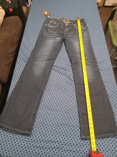 WAIST 33 INCHES SIZE 9 JEANS STRETCH DENIM DARK BLUE, 9-5 MI1306 ,BELLBOTTOMS - Picture 4 of 8