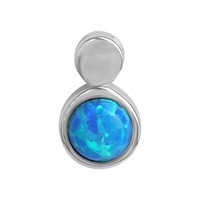 AnhäNger KettenanhäNger 925 Sterling Silber Rhodiniert Oval Mit Imit. Opal Blau