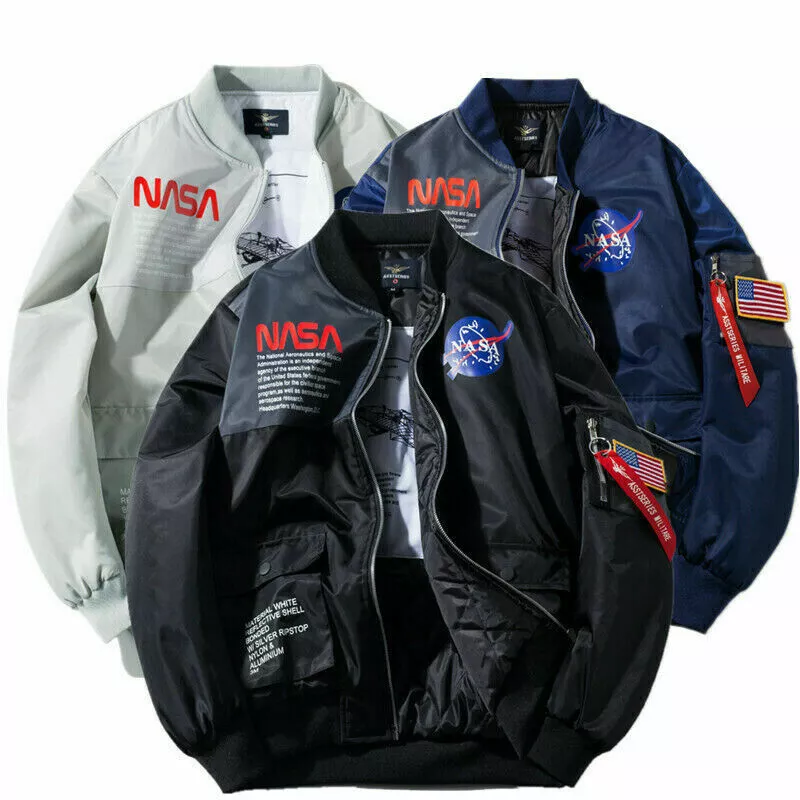 Veste de vol athl tique homme style NASA bombardier manteau Ma1 pilote arm e ves