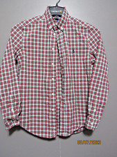BOYS RALPH LAUREN LONG SLEEVE BUTTON FRONT SHIRT RED PLAID L 14-16 VGUC