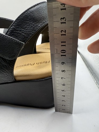 Hush Puppies Leather Wedge Sandal Shoes Hook & Loop Closure Black Size US 11 - Picture 16 of 16