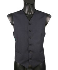 Vest 100 Wool Made In Italy 6 Button Color Navy Art. V502