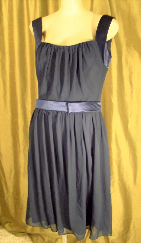 Vestido de graduación After Six azul medianoche largo cóctel talla 12 damas de honor 6670 Foto 4 de 4