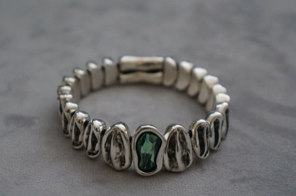 NUEVO CON ETIQUETAS Uno De 50 Plata Elementos Como Nuevos Cristal REPTIL Pulsera Elástica 7"-10" Foto 2 de 4