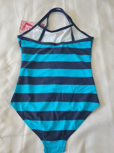 Kanu Surf Girls' Layla Beach Sport Banded 1 Piece Swimsuit Navy/Aqua Size 12 C2 - Picture 3 of 3