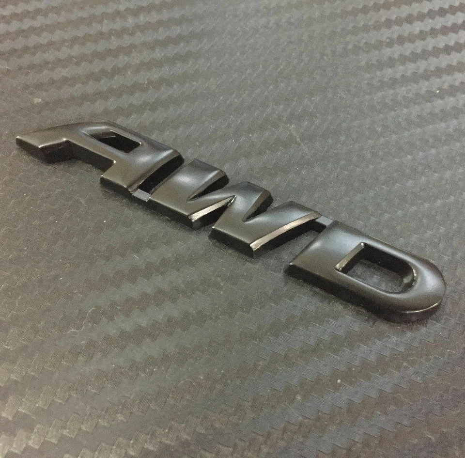 Calcomanía adhesiva con emblema de metal negro para automóvil SUV AWD para puerta trasera con tracción en las 4 ruedas Foto 3 de 4