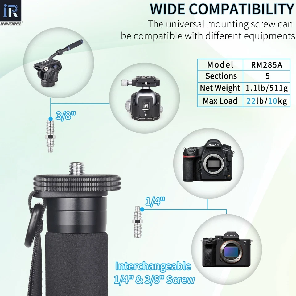 RM285A Camera Monopod Portable 5-Section Compact Travel Aluminum Alloy for DSLR - image 2 of 4