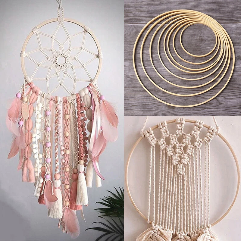 10PCS Bamboo Circle Hoops Craft Floral Wreath Macrame Rings DIY Dream Catcher - Image 2 of 4