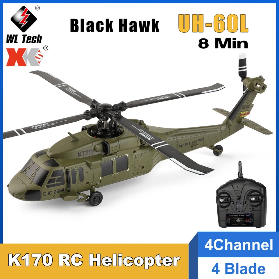 Wltoys K170 RC Helicopter UH-60L Black Hawk 4CH Brushless 6-Axis Gyro Aircraft - Image 4 of 4