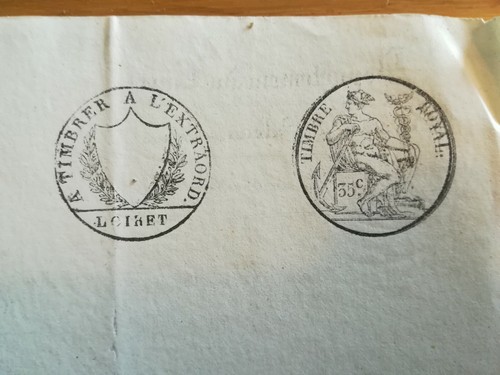 22 mai 1846 Département du Loiret Droits simples quittance cachets dont royal - Picture 2 of 2