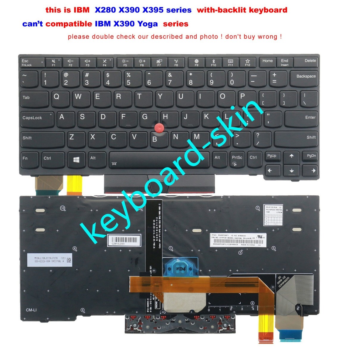 New for lenovo IBM Thinkpad X280 X395 X390 (Not X390 Yoga) US