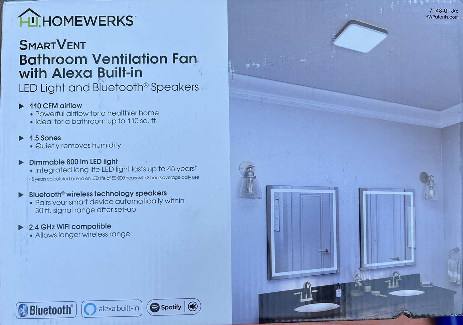 Home Netwerks 110 CFM LED Ceiling Mounted Bathroom Exhaust Fan | eBay